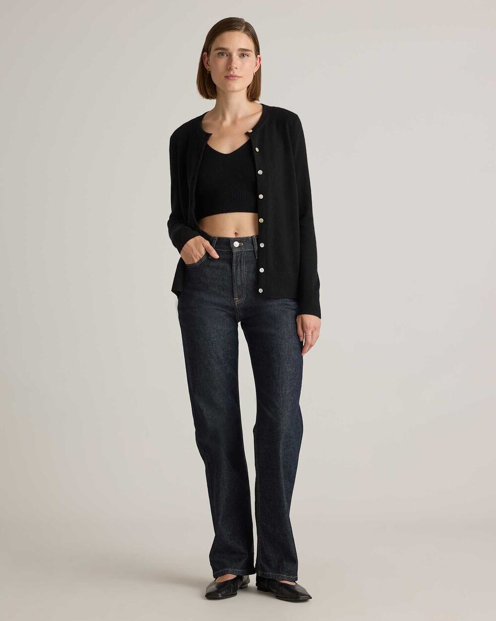 NWT Quince Mongolian Cashmere Cardigan Sweater Black M